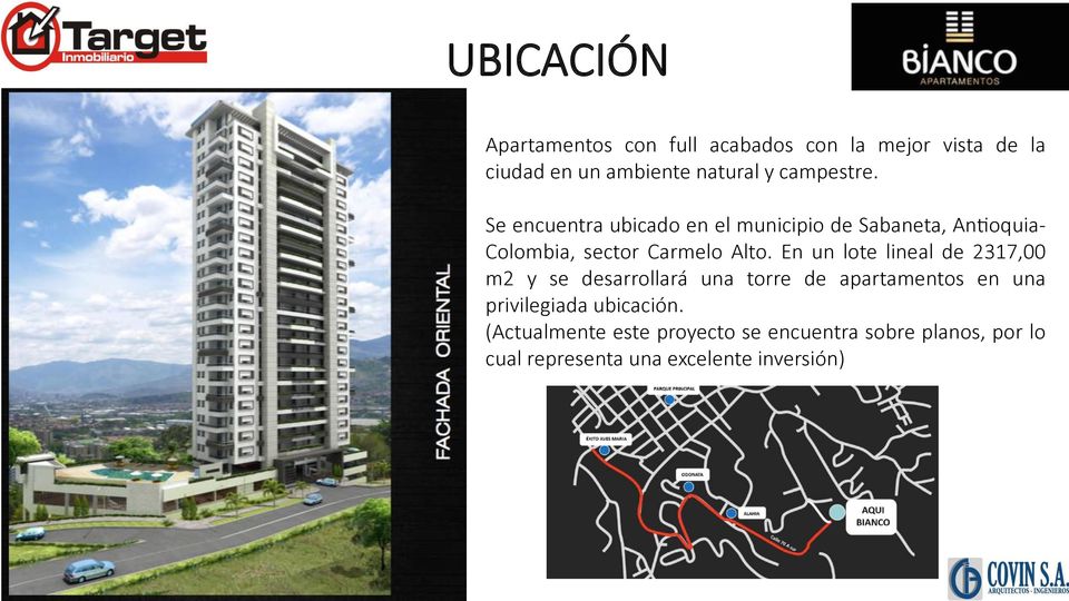 En un lote lineal de 2317,00 m2 y se desarrollará una torre de apartamentos en una privilegiada