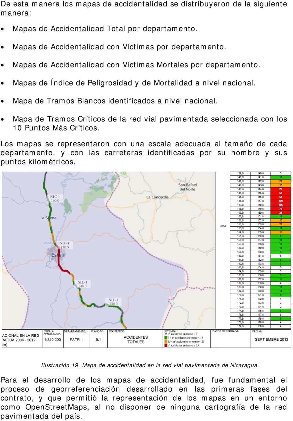 Mapa de Tramos Críticos de la red vial pavimentada seleccionada con los 10 Puntos Más Críticos.
