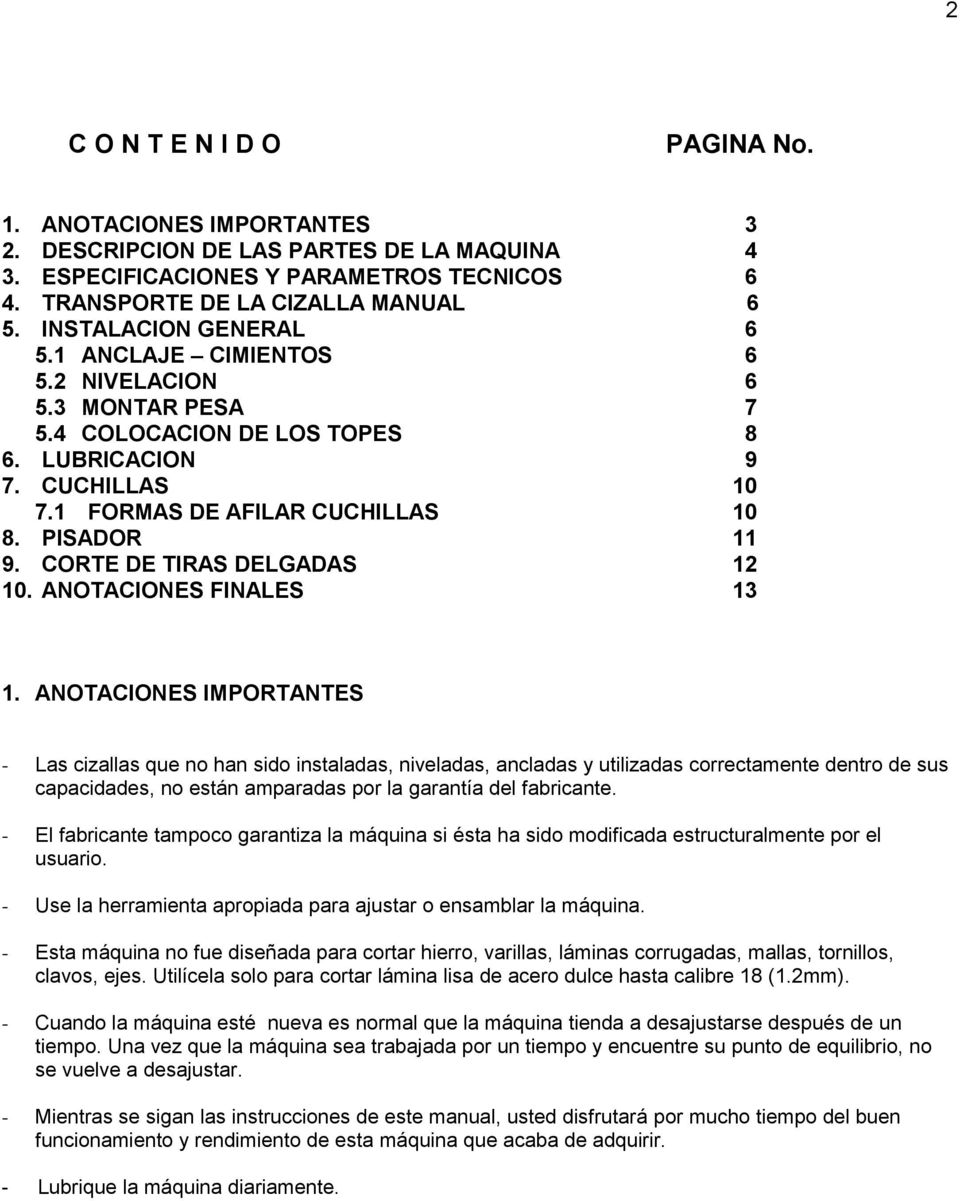 CORTE DE TIRAS DELGADAS 12 10. ANOTACIONES FINALES 13 1.