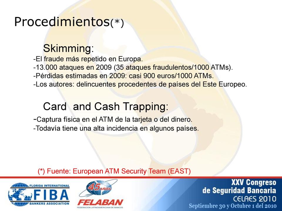 -Pérdidas estimadas en 2009: casi 900 euros/1000 ATMs.
