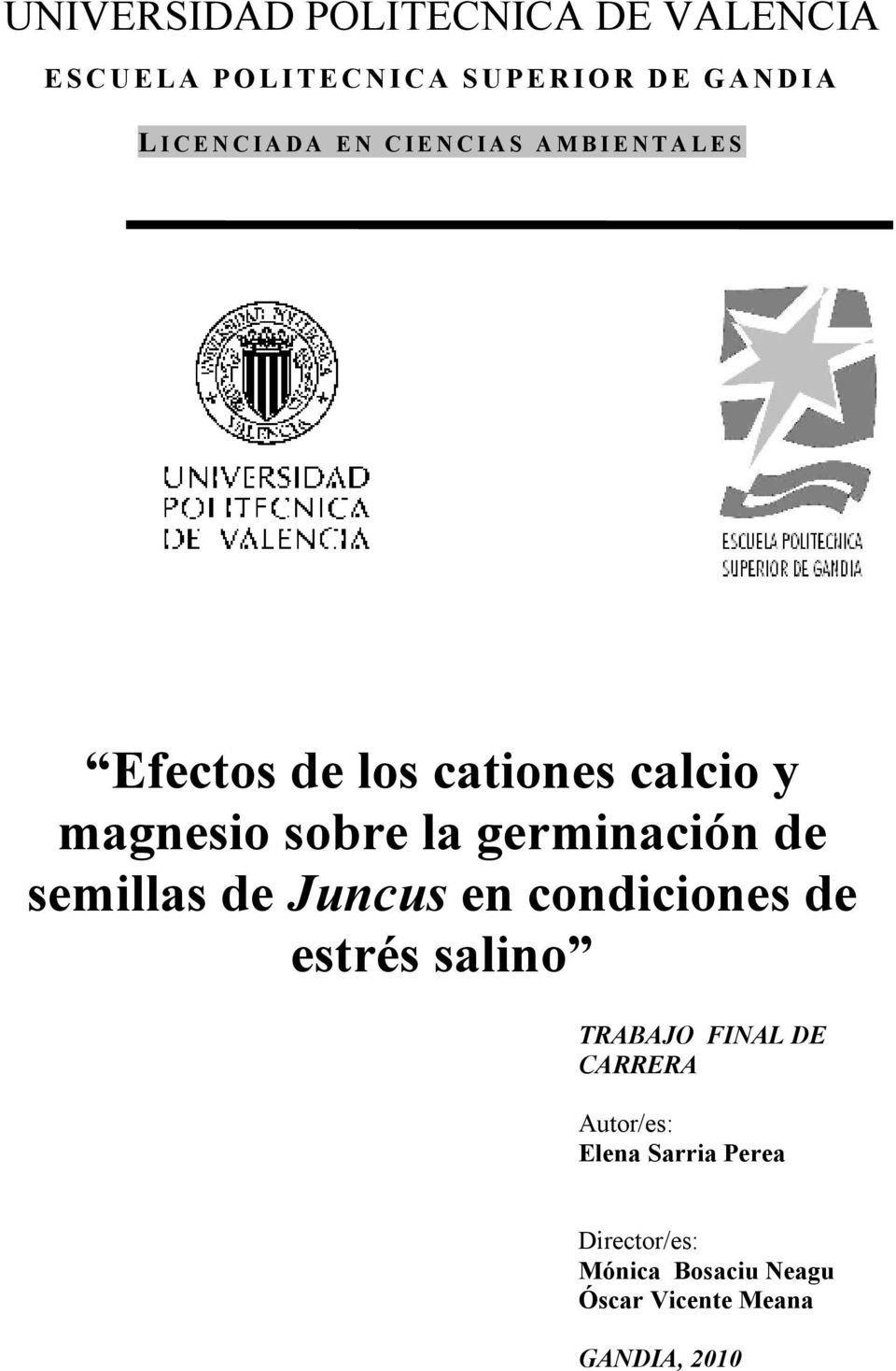 magnesio sobre la germinación de semillas de Juncus en condiciones de estrés salino TRABAJO FINAL DE
