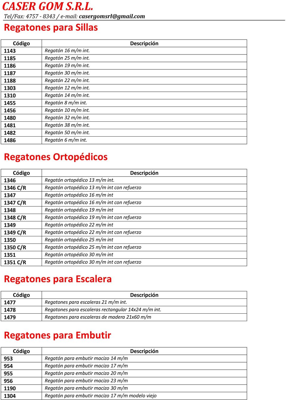 Regatones Ortopédicos 1346 Regatón ortopédico 13 m/m int.