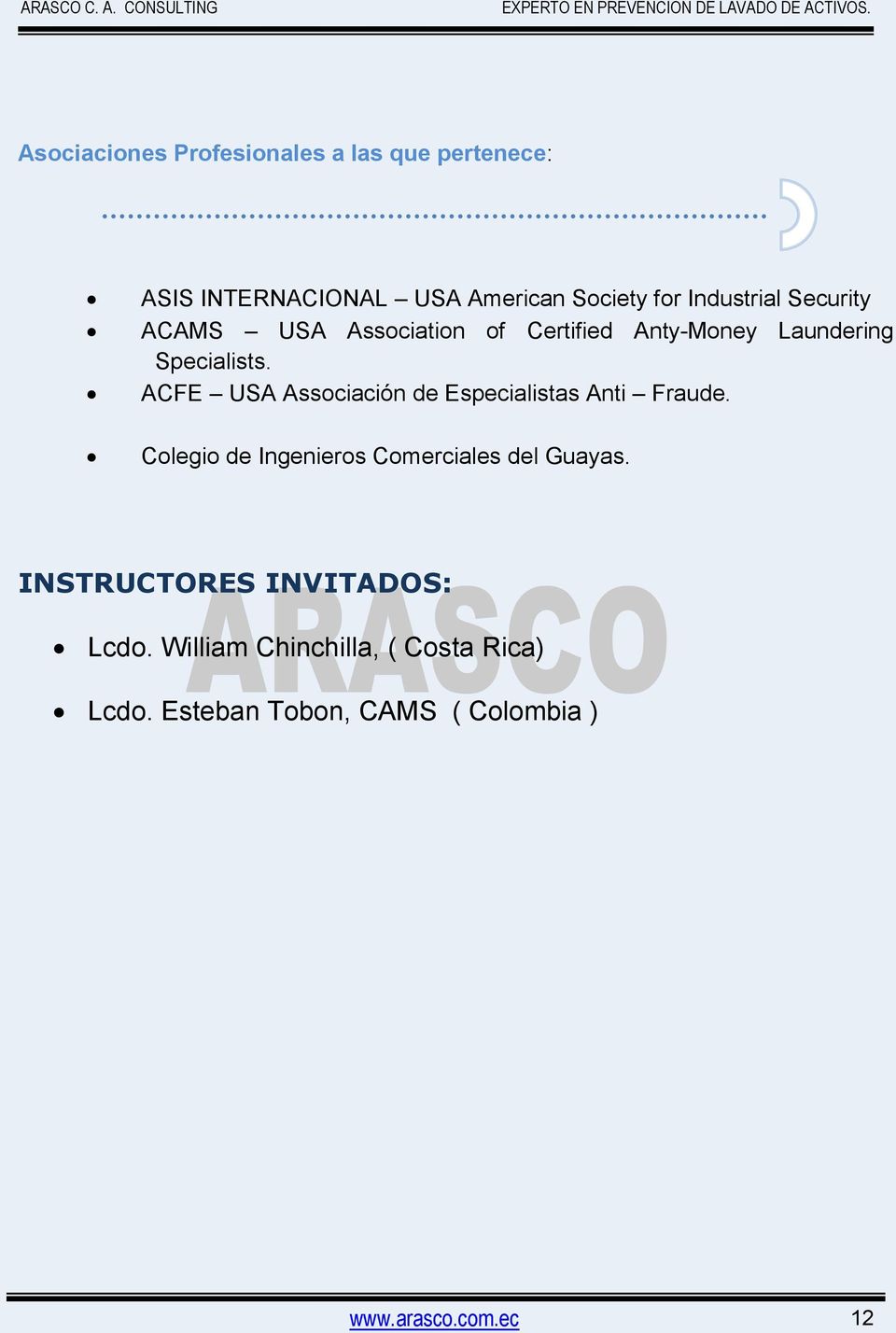 ACFE USA Associación de Especialistas Anti Fraude. Colegio de Ingenieros Comerciales del Guayas.