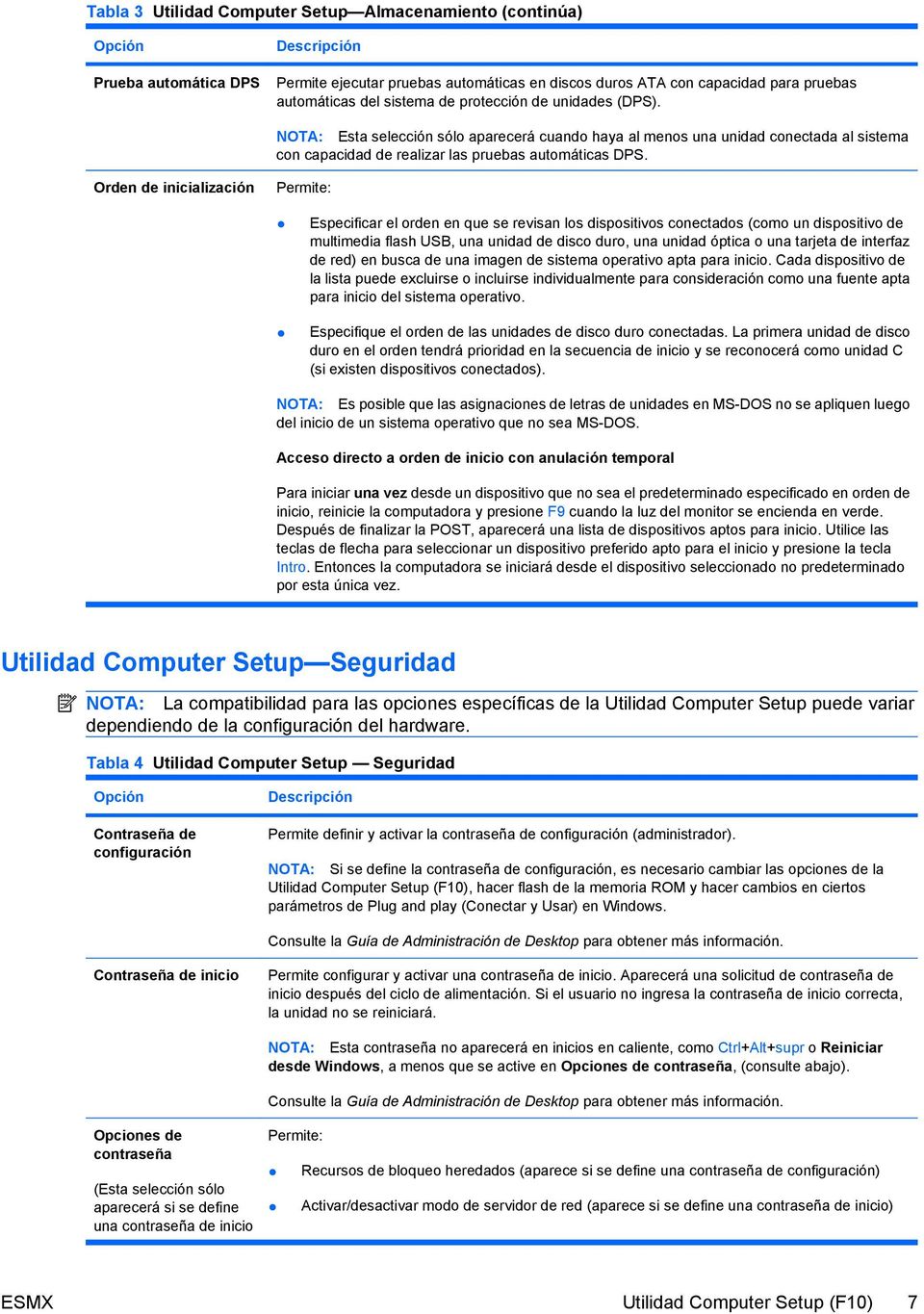Orden de inicialización Permite: Especificar el orden en que se revisan los dispositivos conectados (como un dispositivo de multimedia flash USB, una unidad de disco duro, una unidad óptica o una