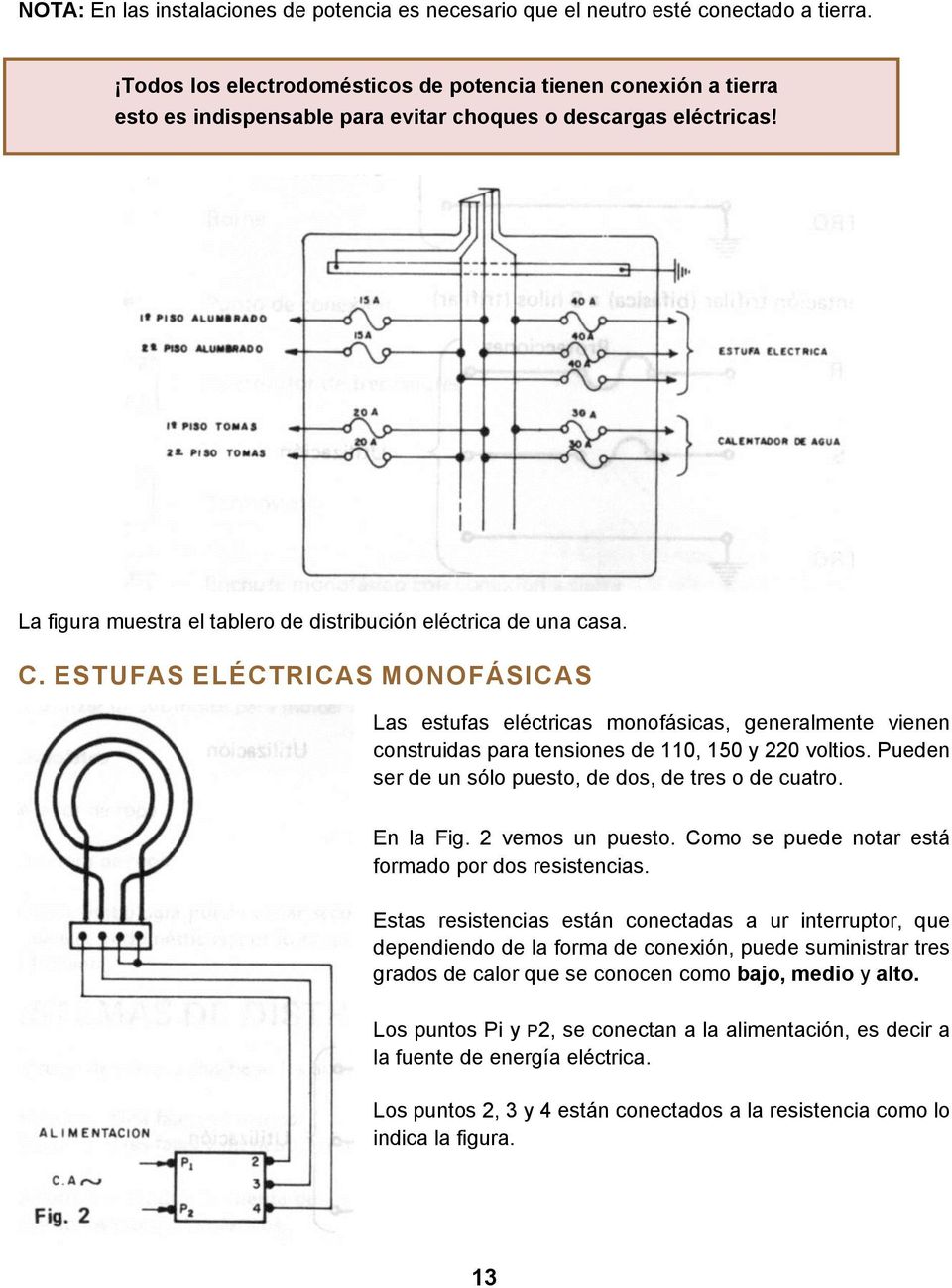 C. ESTUFAS ELÉCTRICAS MONOFÁSICAS Las estufas eléctricas monofásicas, generalmente vienen construidas para tensiones de 110, 150 y 220 voltios.