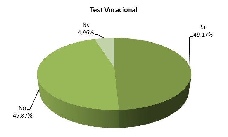Orientación vocacional El 49,17% de los alumnos ha realizado un test de