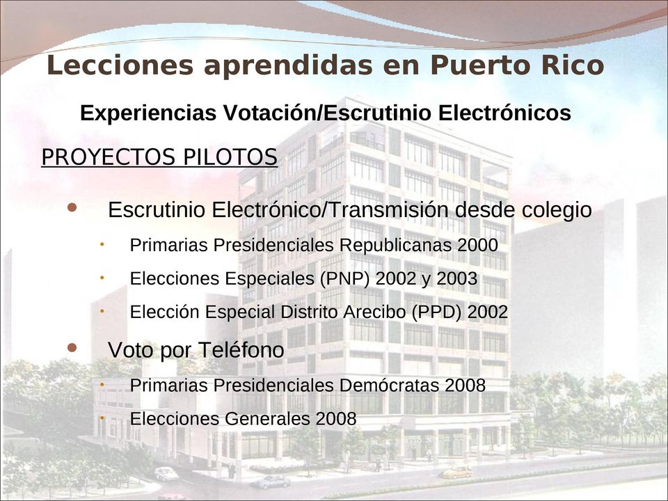 Presidenciales Republicanas 2000 Elecciones Especiales (PNP) 2002 y 2003 Elección Especial