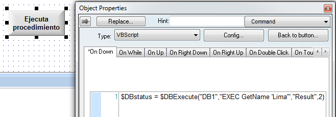 2.- El procedimiento se va a llamar mediante la función DBExecute, el cual ejecuta una instrucción de SQL considerando los siguientes parámetros: $DBExecute( ConexionDBExterna, QuerySQL,