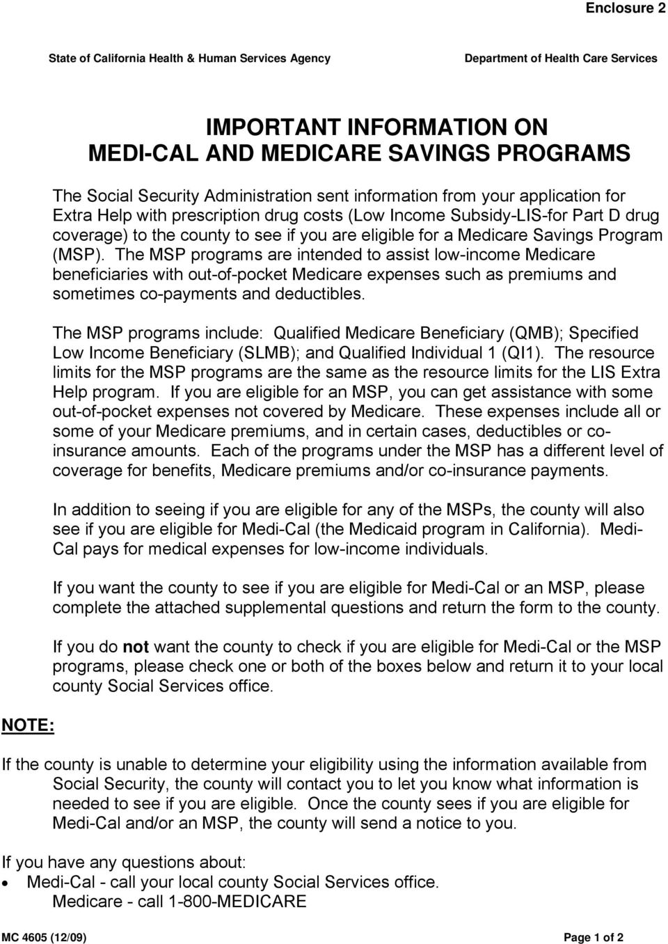 Medicare Savings Program (MSP).