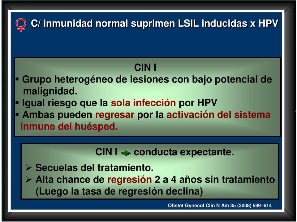 Igual riesgo que la sola infección por HPV Ambas pueden regresar por la activación del sistema inmune