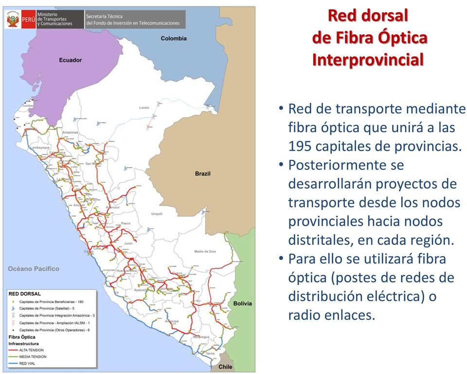Posteriormente se desarrollarán proyectos de transporte desde los nodos provinciales