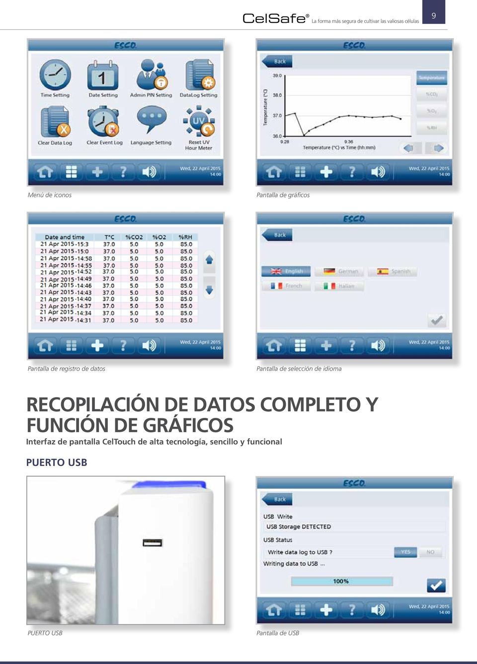 idioma RECOPILACIÓN DE DATOS COMPLETO Y FUNCIÓN DE GRÁFICOS Interfaz de pantalla