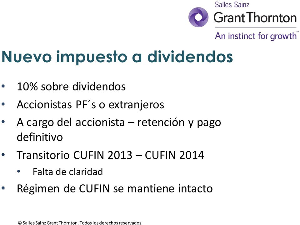 retención y pago definitivo Transitorio CUFIN 2013