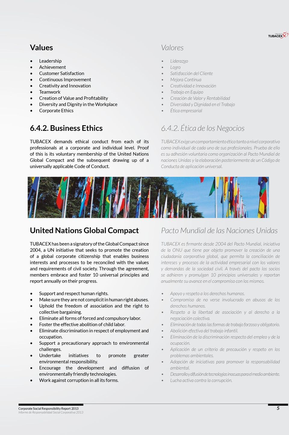 empresarial 6.4.2. Business Ethics demands ethical conduct from each of its professionals at a corporate and individual level.