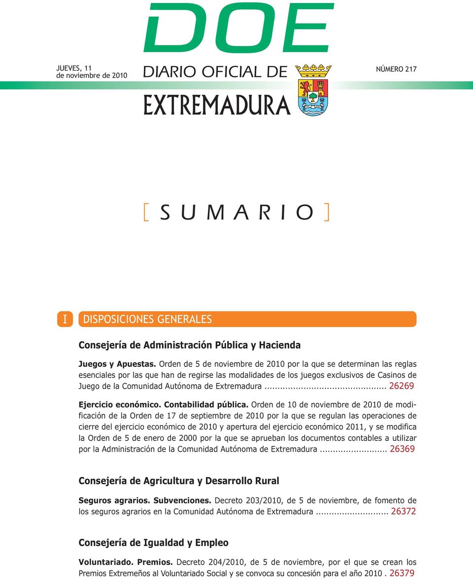 Extremadura... 26269 Ejercicio económico. Contabilidad pública.