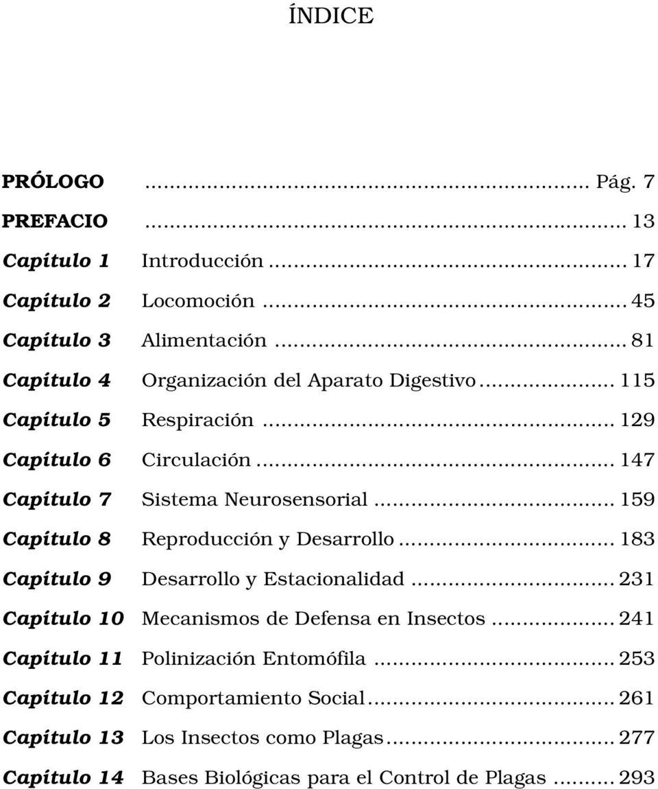 .. 159 Capítulo 8 Reproducción y Desarrollo... 183 Capítulo 9 Desarrollo y Estacionalidad... 231 Capítulo 10 Mecanismos de Defensa en Insectos.