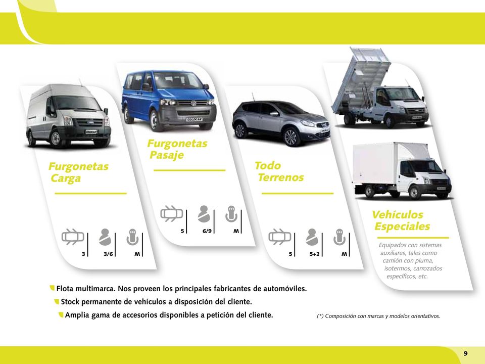 Stock permanente de vehículos a disposición del cliente.