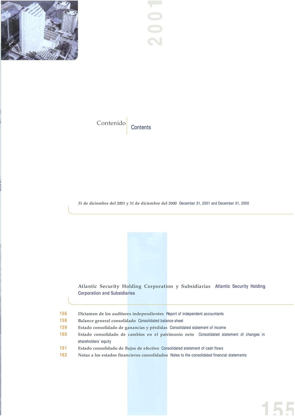 balance sheet Estado consolidado de ganancias y pérdidas Consolidated statement of income Estado consolidado de cambios en el patrimonio neto Consolidated statement of changes in