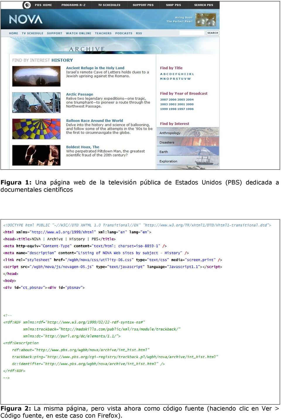 Figura 2: La misma página, pero vista ahora como código