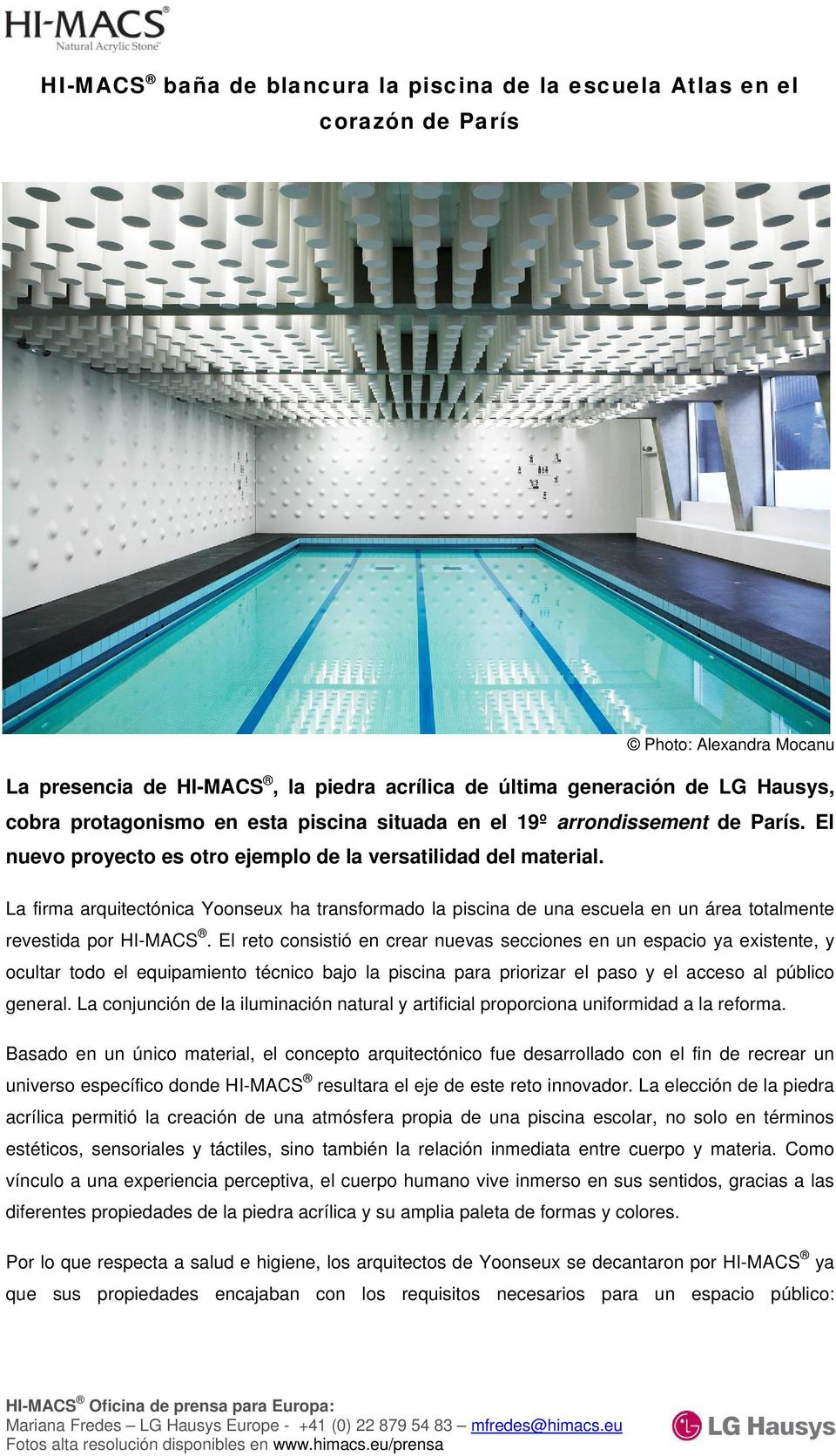 La firma arquitectónica Yoonseux ha transformado la piscina de una escuela en un área totalmente revestida por HI-MACS.