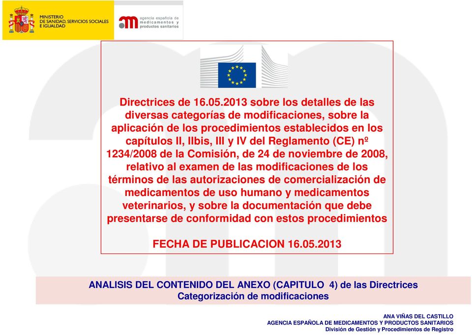 1234/2008 de la Comisión, de 24 de noviembre de 2008, relativo al examen de las modificaciones de los términos de las autorizaciones de comercialización de medicamentos de uso humano y