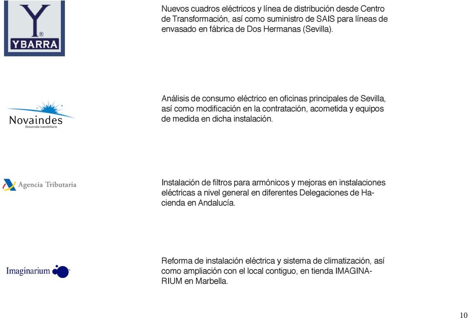 eléctricas a nivel general en diferentes Delegaciones de Hacienda en Andalucía.