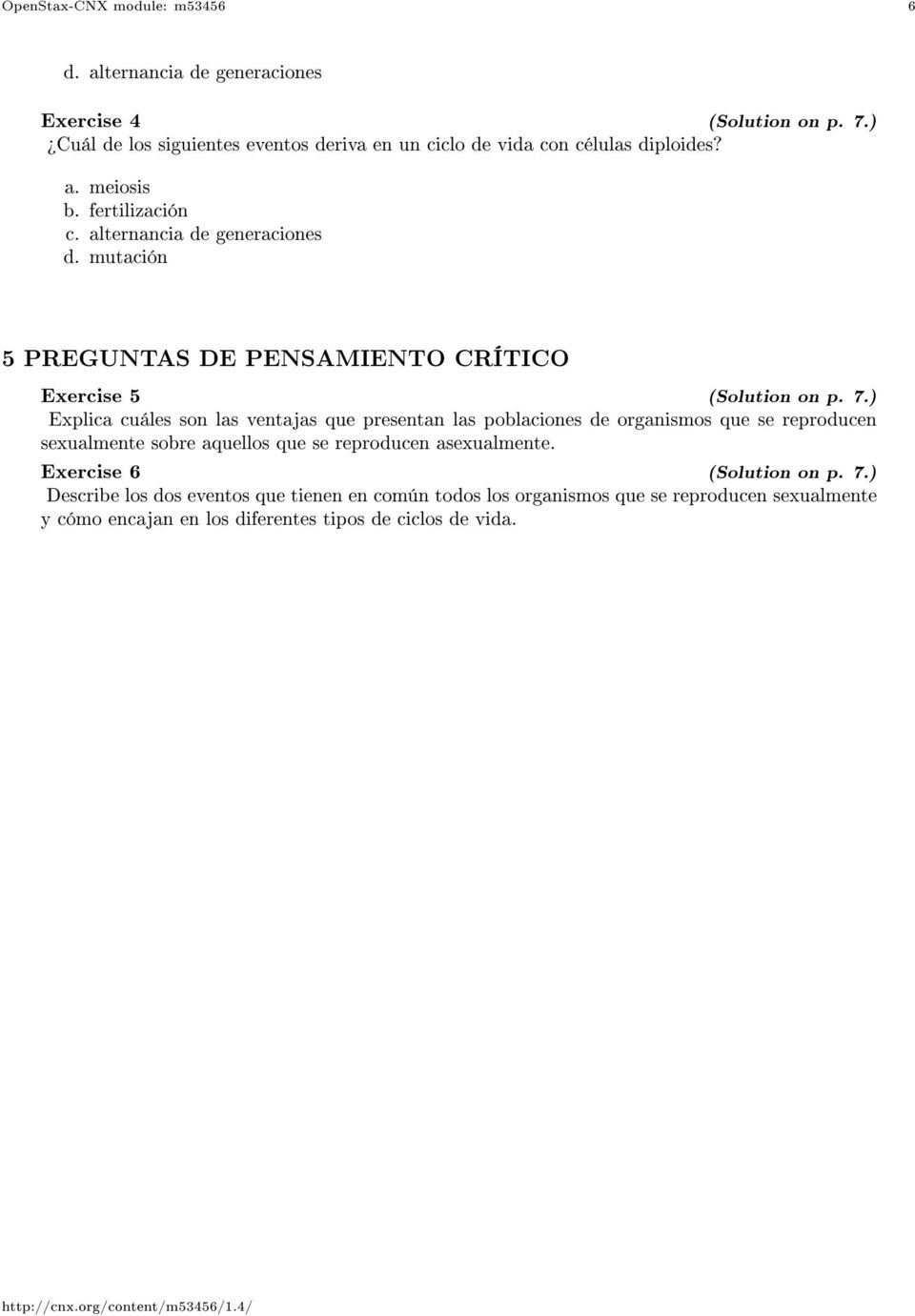 mutación 5 PREGUNTAS DE PENSAMIENTO CRÍTICO Exercise 5 (Solution on p. 7.
