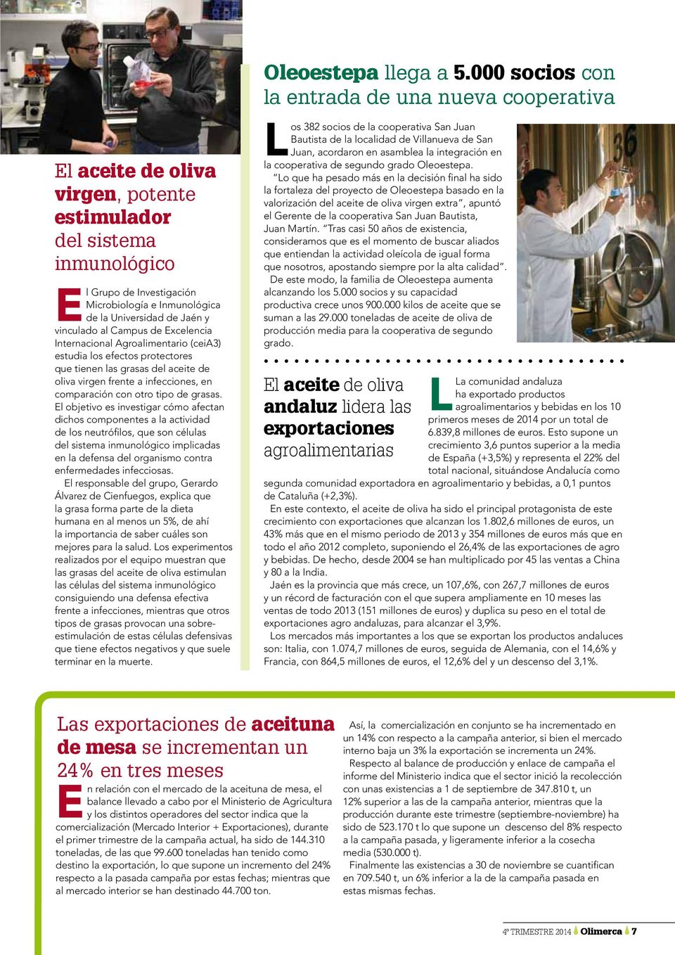 Jaén y vinculado al Campus de Excelencia Internacional Agroalimentario (ceia3) estudia los efectos protectores que tienen las grasas del aceite de oliva virgen frente a infecciones, en comparación