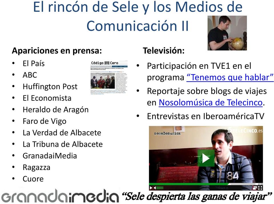 Ragazza Cuore Televisión: Participación en TVE1 en el programa Tenemos que hablar Reportaje sobre blogs