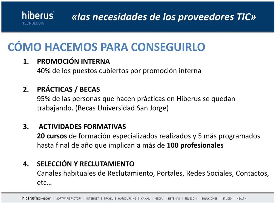 PRÁCTICAS / BECAS 95% de las personas que hacen prácticas en Hiberus se quedan trabajando. (Becas Universidad San Jorge) 3.