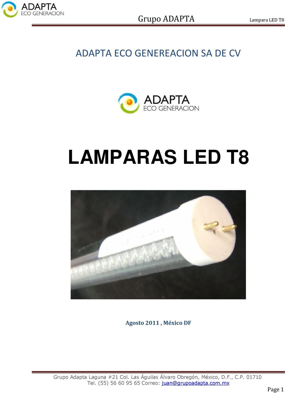 CV LAMPARAS LED T8