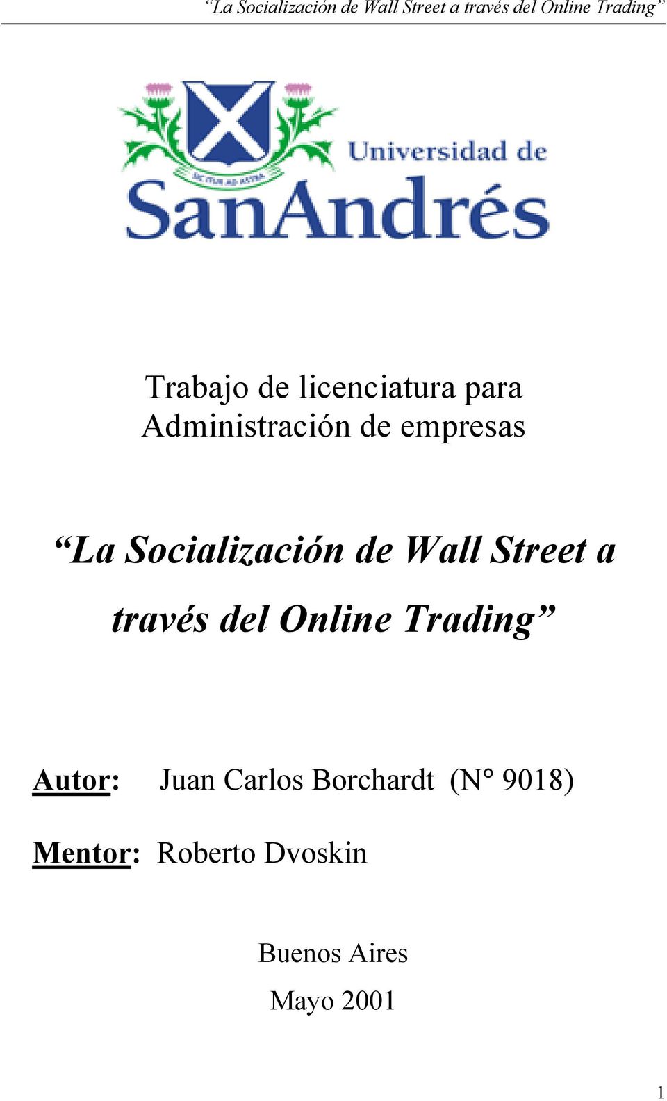 del Online Trading Autor: Juan Carlos Borchardt (N