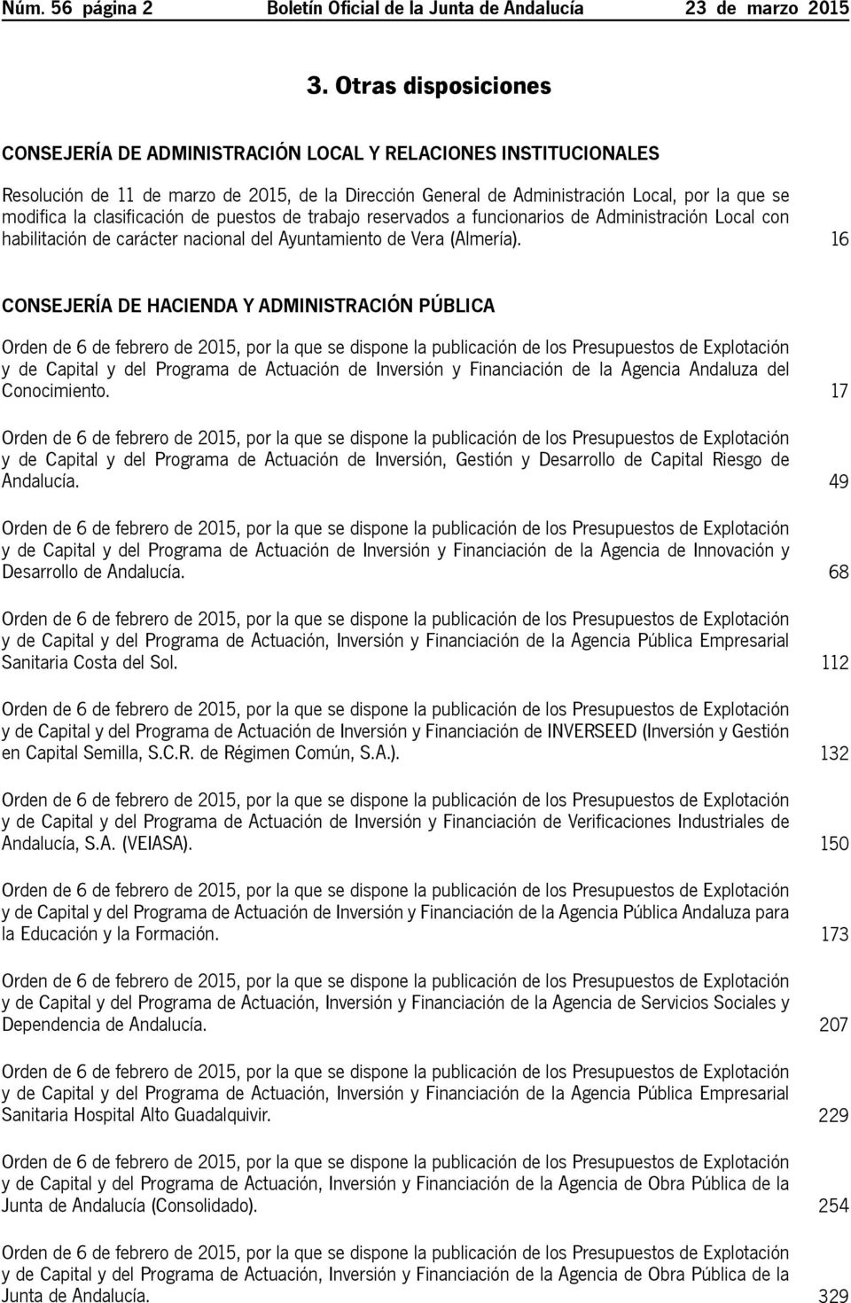 clasificación de puestos de trabajo reservados a funcionarios de Administración Local con habilitación de carácter nacional del Ayuntamiento de Vera (Almería).