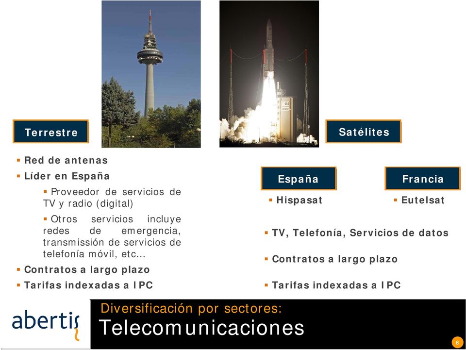 largo plazo Tarifas indexadas a IPC Satélites España Francia Hispasat Eutelsat TV, Telefonía,