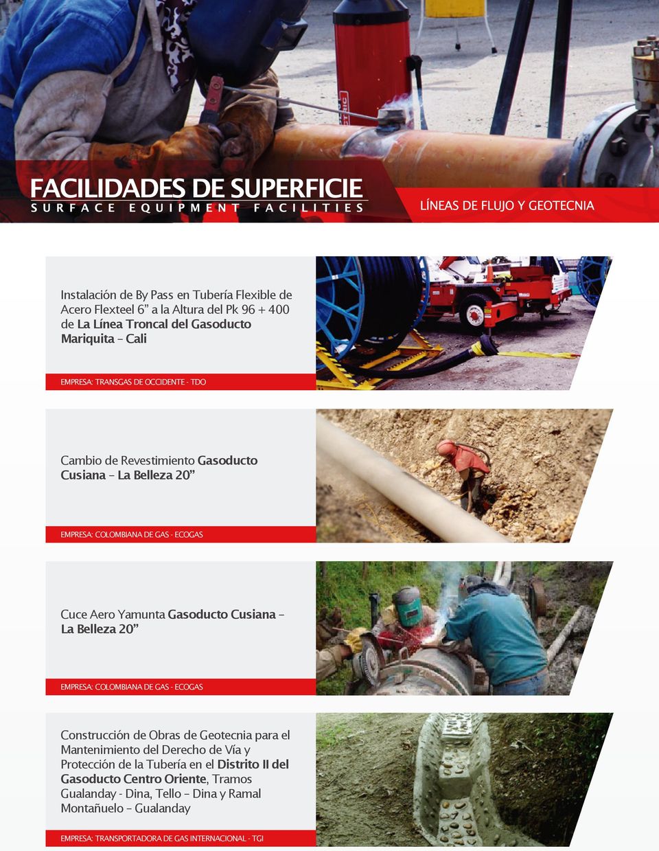 La Belleza 20 EMPRESA: COLOMBIANA DE GAS - ECOGAS Construcción de Obras de Geotecnia para el Mantenimiento del Derecho de Vía y Protección de la Tubería en