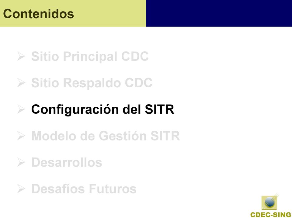 Configuración del SITR Modelo