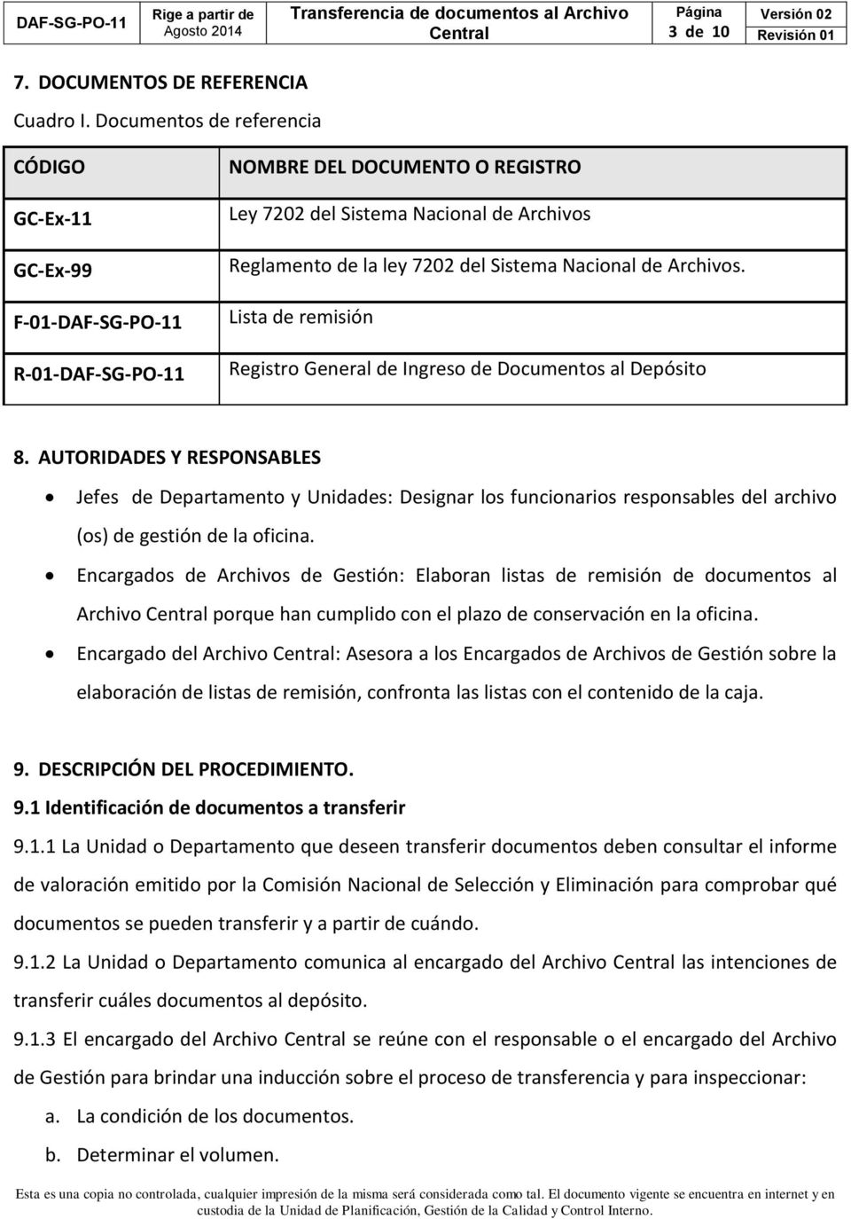 Nacional de Archivos. Lista de remisión Registro General de Ingreso de Documentos al Depósito 8.