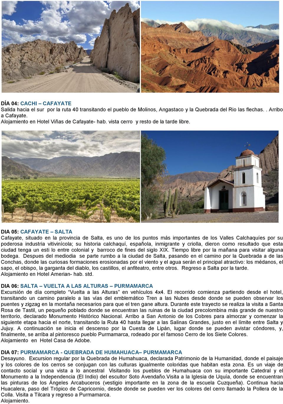 DIA 05: CAFAYATE SALTA Cafayate, situado en la provincia de Salta, es uno de los puntos más importantes de los Valles Calchaquíes por su poderosa industria vitivinícola; su historia calchaquí,