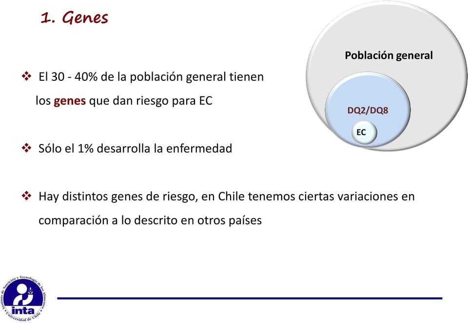 general DQ2/DQ8 EC Hay distintos genes de riesgo, en Chile
