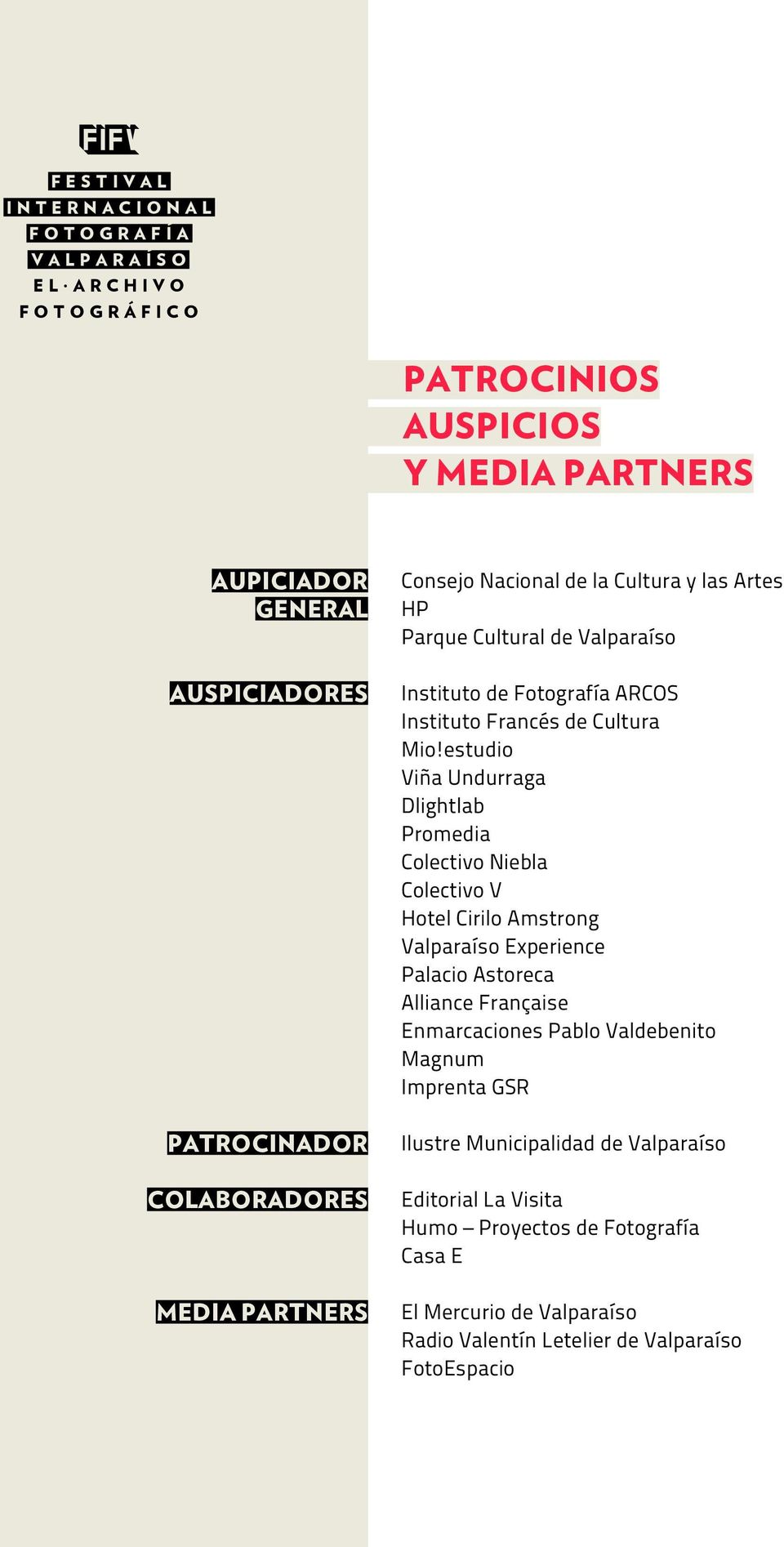 Artes HP Parque Cultural de Valparaíso Instituto de Fotografía ARCOS Instituto Francés de Cultura Mio!