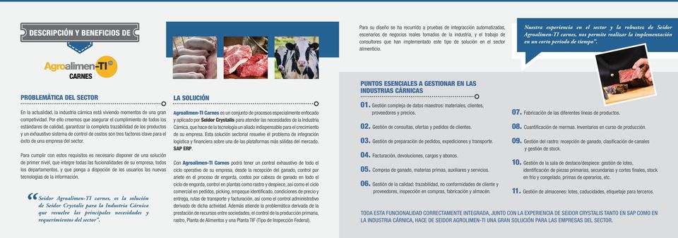 Nuestra experiencia en el sector y la robustez de Seidor Agroalimen-TI carnes, nos permite realizar la implementación en un corto periodo de tiempo.