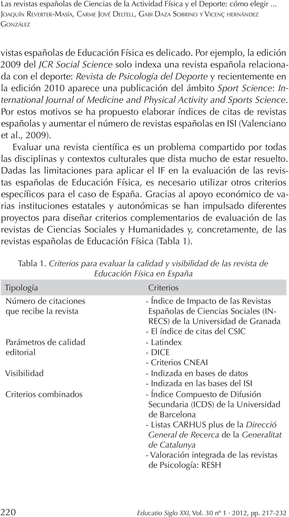 publicación del ámbito Sport Science: International Journal of Medicine and Physical Activity and Sports Science.