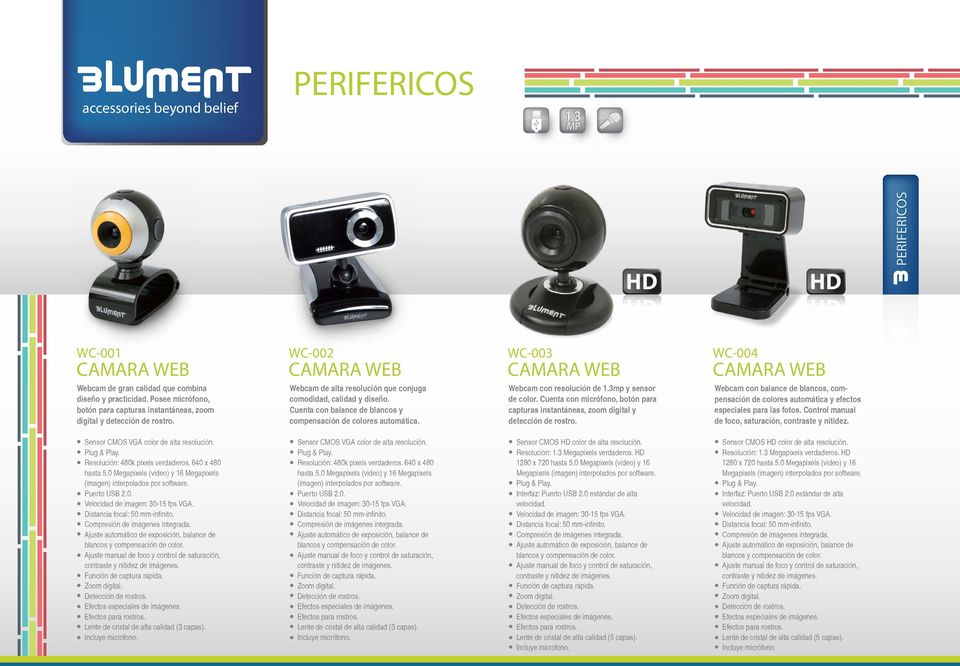 Cuenta con balance de blancos y compensación de colores automática. Webcam con resolución de 1.3mp y sensor de color.