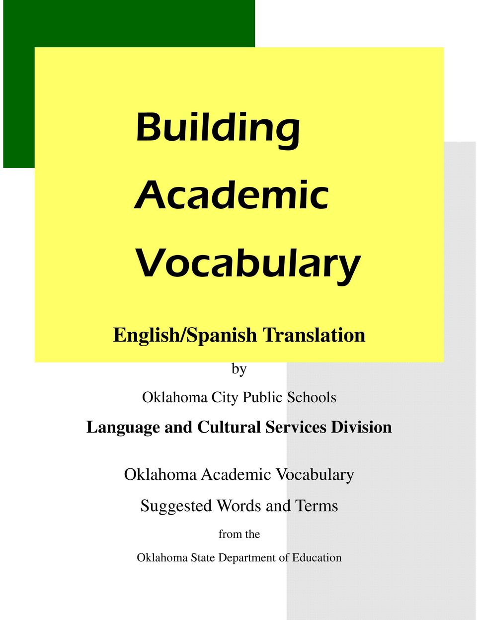 Services Division Oklahoma Academic Vocabulary Suggested