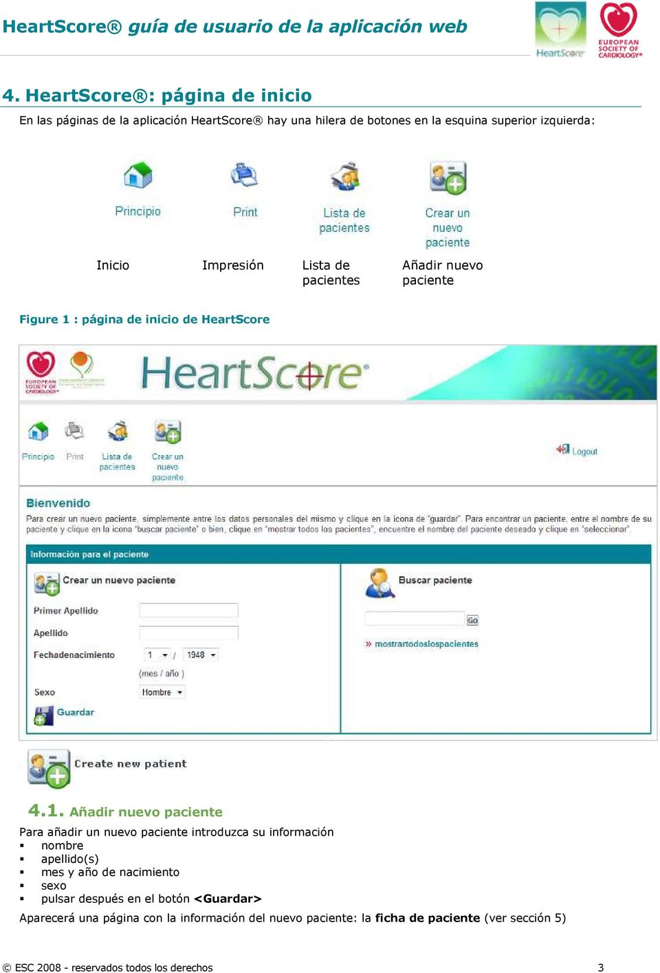 : página de inicio de HeartScore 4.1.
