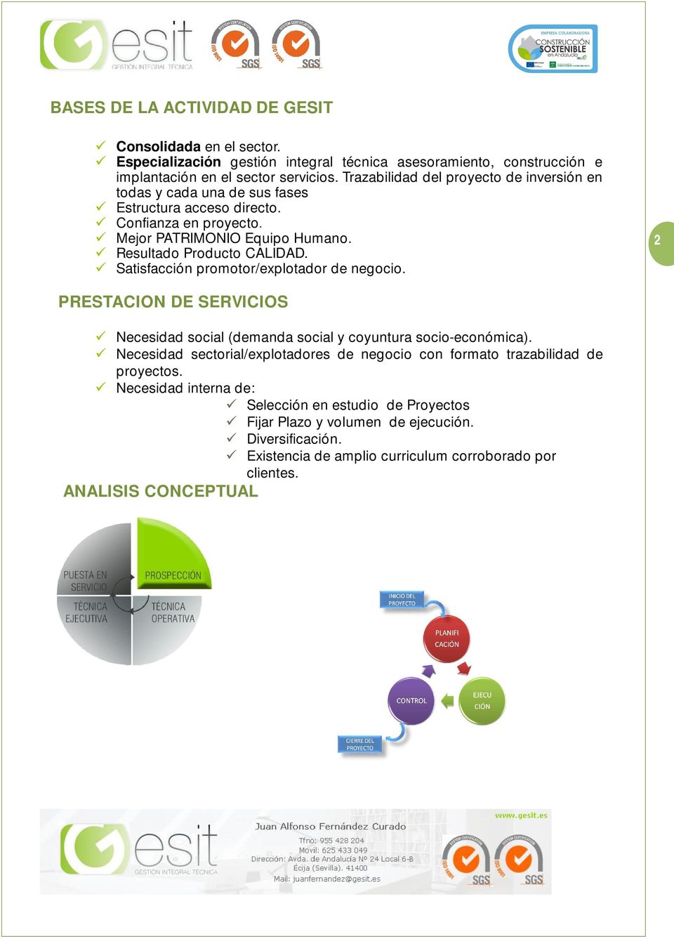 Satisfacción promotor/explotador de negocio. 2 PRESTACION DE SERVICIOS Necesidad social (demanda social y coyuntura socio-económica).