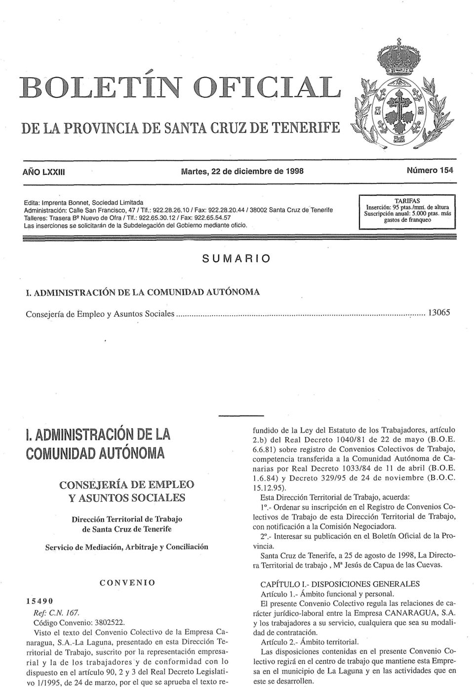 ADMINISTRACI~N DE LA COMUNIDAD AUTÓNOMA Consejería de Einpleo y Asuntos Sociales.