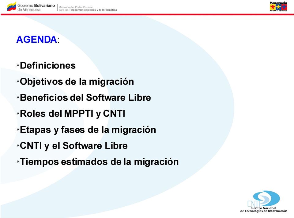 CNTI Etapas y fases de la migración CNTI y el