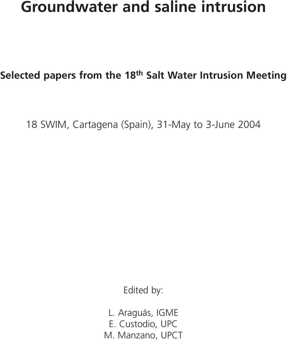 SWIM, Cartagena (Spain), 31-May to 3-June 2004