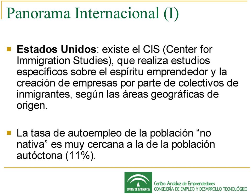 empresas por parte de colectivos de inmigrantes, según las áreas geográficas de origen.